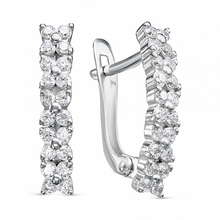 0697 Серьги с фианитом родированные серебро 925*