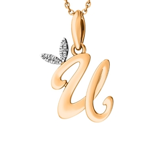 Подвеска-буква из красного золота с фианитами