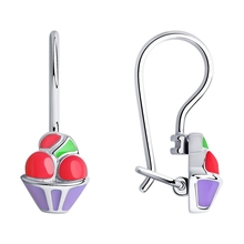 Серьги детские из серебра с эмалью