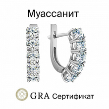 0024 Серьги с муассанитом родированные серебро 925