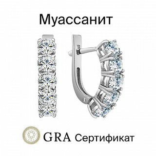 0024 Серьги с муассанитом родированные серебро 925
