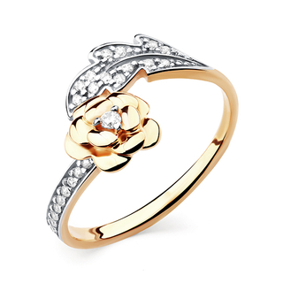 Кольцо  из комбинированного золота с фианитами