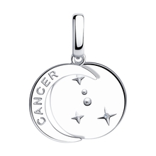 Подвеска-знак зодиака "Cancer" (Рак) из серебра с фианитом