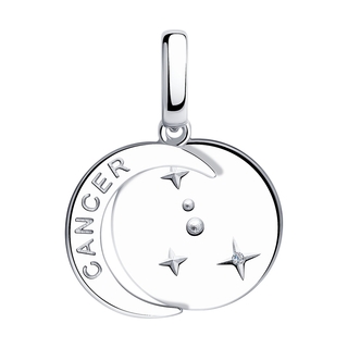 Подвеска-знак зодиака "Cancer" (Рак) из серебра с фианитом