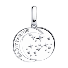 Подвеска-знак зодиака "Sagittarius" (Стрелец) из серебра с фианитом