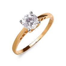 Кольцо помолвочное из красного золота с фианитом Swarovski (р-р 16,0)