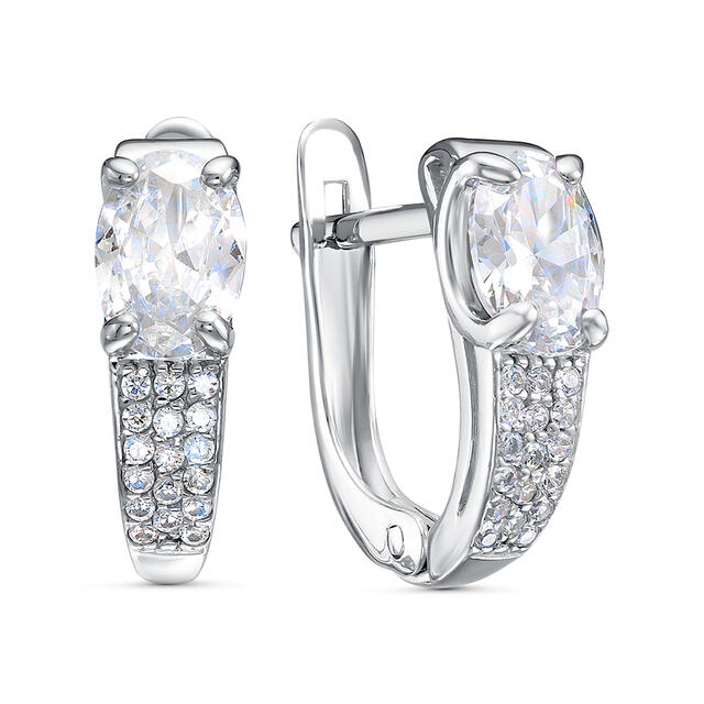 Серьги из серебра с фианитами