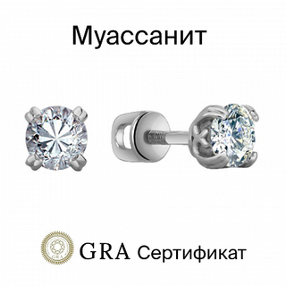 0019 Серьги с муассанитом родированные серебро 925