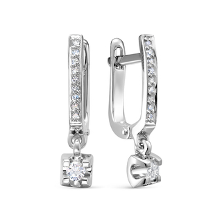 Серьги 20512-20-00 (Золото 585) 2 Бриллиант Кр-57 2,5 3/5 А 0,119 ct; 18 Бриллиант Кр-57 1,1 3/5 А 0