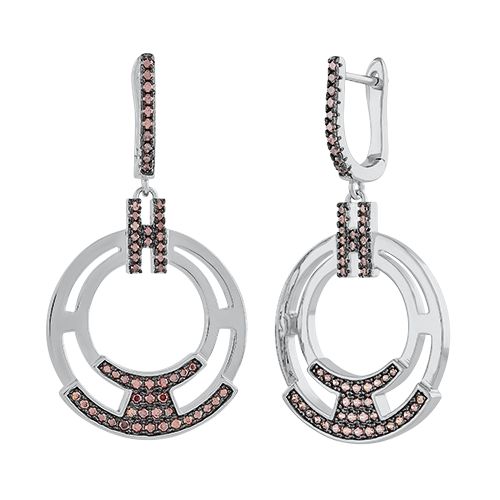 Серьги из серебра с фианитами