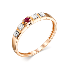 Кольцо из комбинированного золота с рубином и алмазной гранью