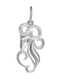 Подвеска "Знак зодиака Овен" из серебра с фианитами