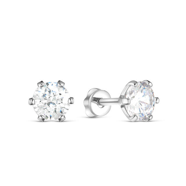 Пусеты из серебра с фианитами