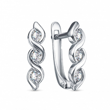 0917 Серьги с фианитом родированные серебро 925*