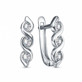 0917 Серьги с фианитом родированные серебро 925*