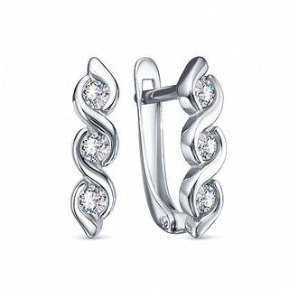 0917 Серьги с фианитом родированные серебро 925*