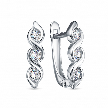 0917 Серьги с фианитом родированные серебро 925*