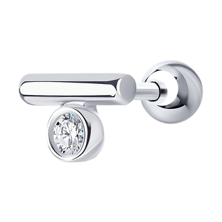 Моносерьга из серебра с фианитом