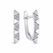 1163 Серьги с фианитом родированные серебро 925*