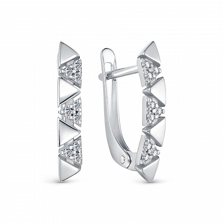 1163 Серьги с фианитом родированные серебро 925*