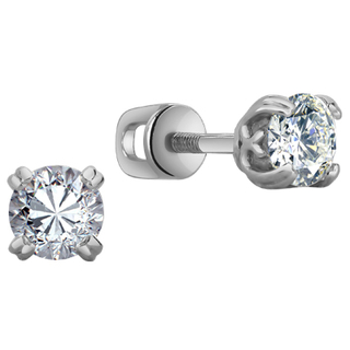 0019 Серьги с фианитом родированные серебро 925*