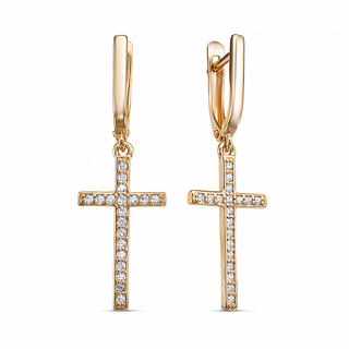 0021 Серьги с фианитом позолоченные серебро 925*