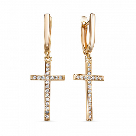 0021 Серьги с фианитом позолоченные серебро 925*