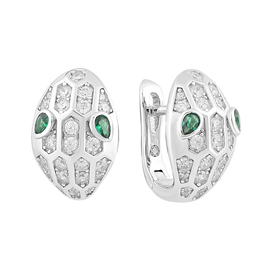 Серьги "Змейки" из серебра с фианитами