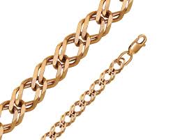 Браслет из красного золота плетения Двойной ромб