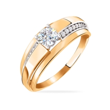 Кольцо из красного золота с фианитами