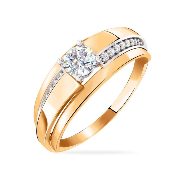 Кольцо из красного золота с фианитами