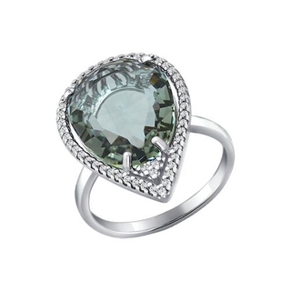 Кольцо из серебра с кварцем и фианитами