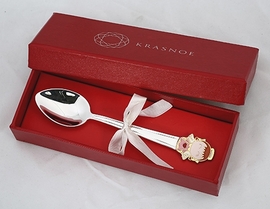 Ложка детская из серебра с эмалью