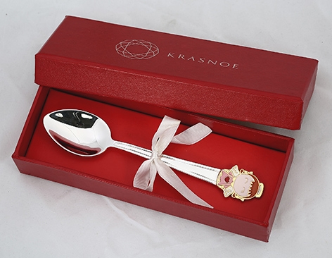 Ложка детская из серебра с эмалью