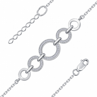 0979 браслет с фианитом родированный