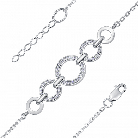 0979 браслет с фианитом родированный