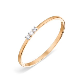 Кольцо из красного золота с фианитами