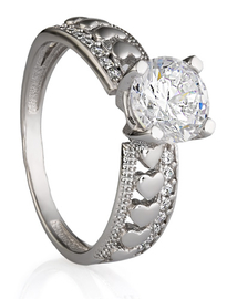 Кольцо помолвочное из серебра с фианитами