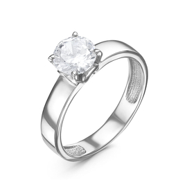 Кольцо помолвочное из серебра с фианитом