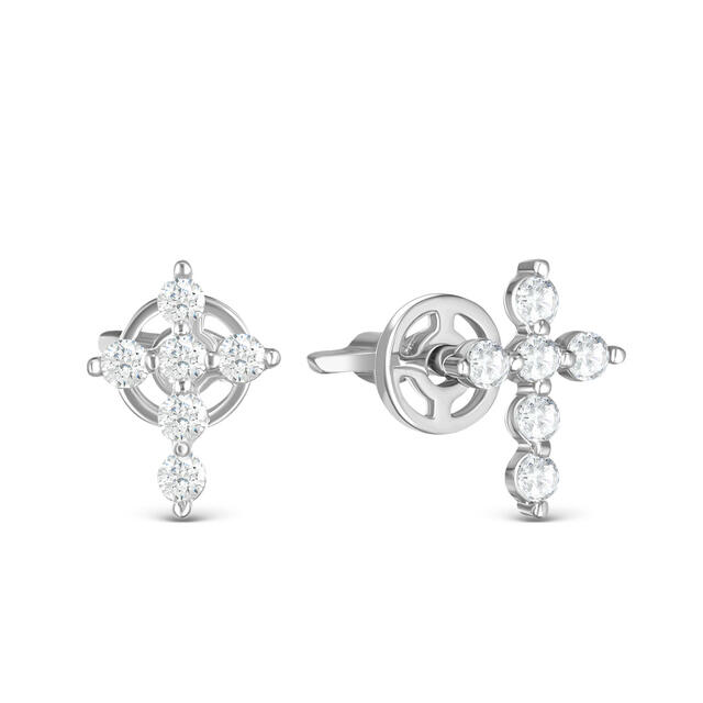 Пусеты из серебра с фианитами