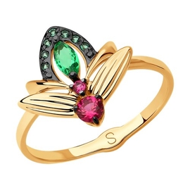 Кольцо из красного золота с фианитами