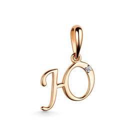 Подвеска-буква из красного золота с бриллиантом
