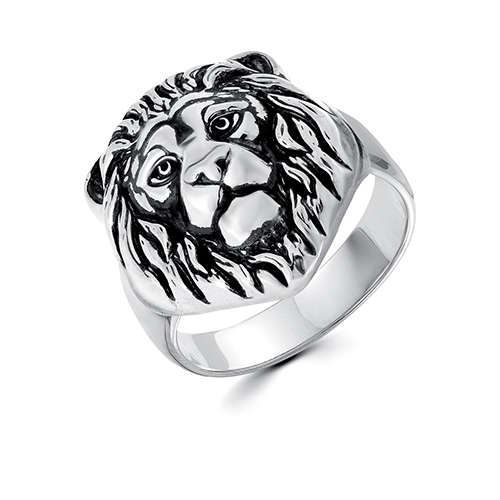 Кольцо мужское "Лев" из серебра 