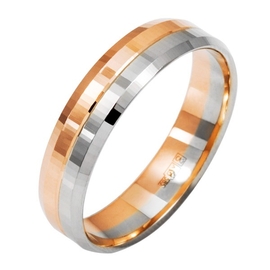 Кольцо обручальное из красного золота с частичным родированием