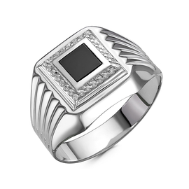 Перстень мужской из серебра с фианитами