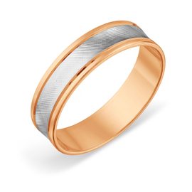 Кольцо обручальное из красного и белого золота