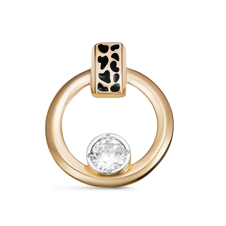 Подвеска из красного золота с фианитом и эмалью