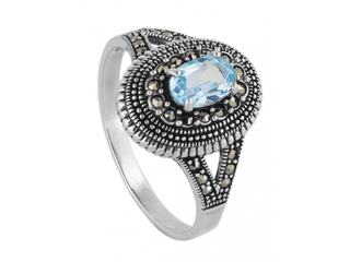 Кольцо из черненого серебра с топазом и марказитами