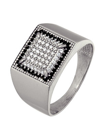 Печатка мужская из серебра со шпинелью и фианитами