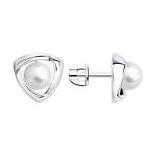 Пусеты из серебра с жемчугом (синт.)